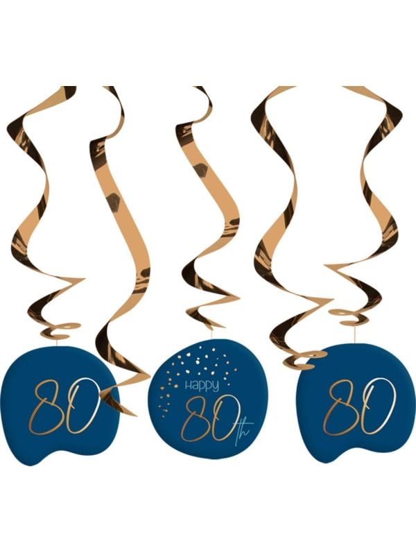 Hangdecoratie true blue 80 jaar 5 stuks