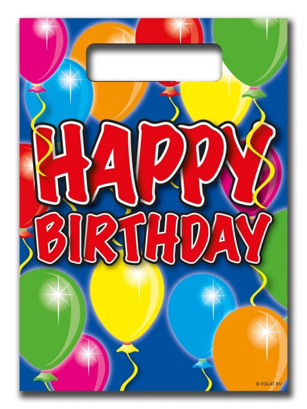 Happy birthday balloons uitdeelzakjes 8 stuks