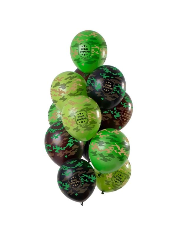 Happy birthday camouflage ballonnen 12 stuks