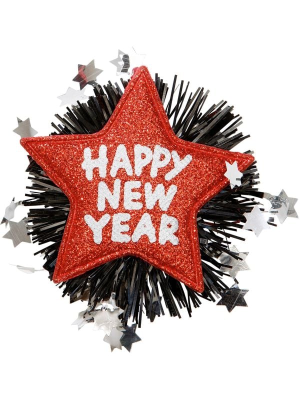 Happy New Year broche rood