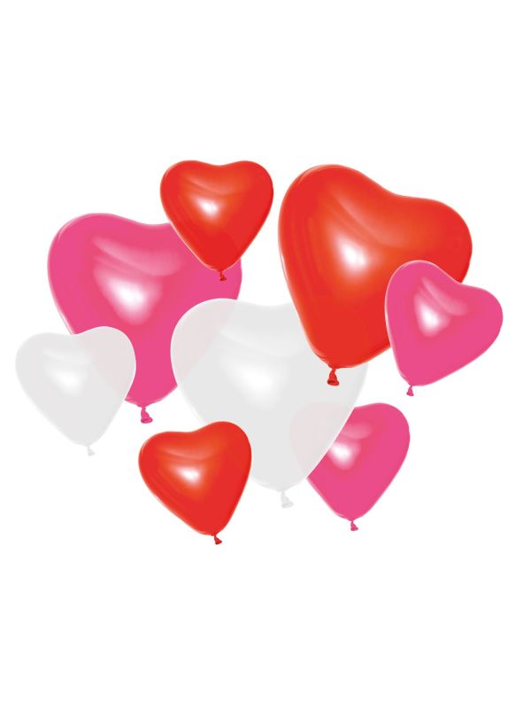 Hartvormige ballonnen rood roze wit 8 stuks