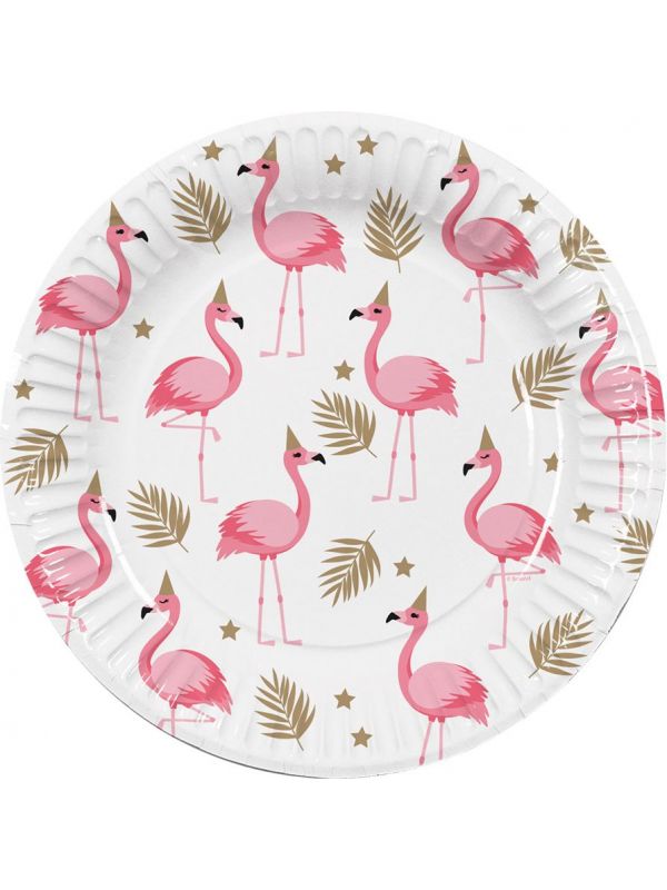 Hawaii flamingo thema papieren bordjes 10 stuks