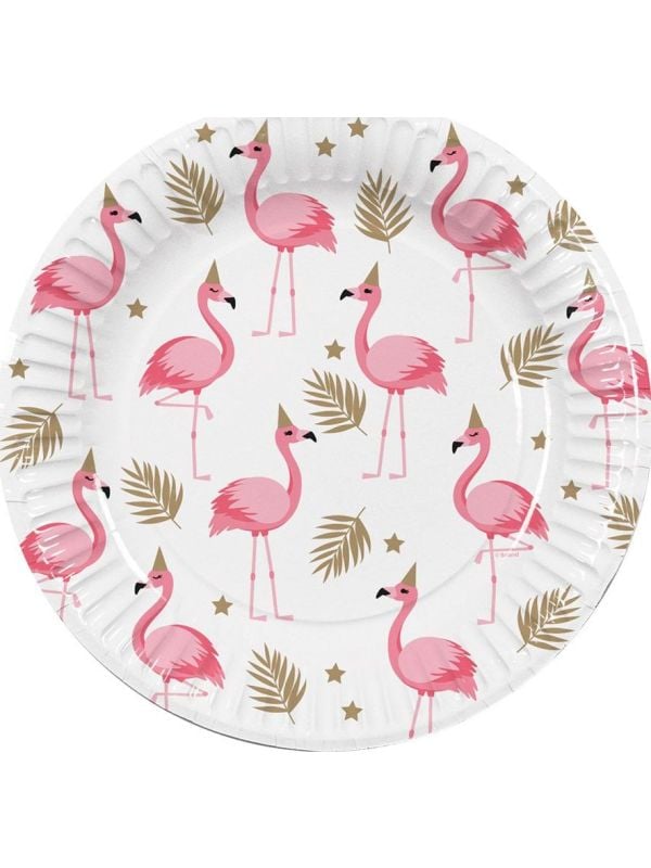 Hawaii flamingo thema papieren bordjes 10 stuks