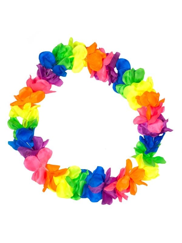 Hawaii ketting regenboog neon kleuren