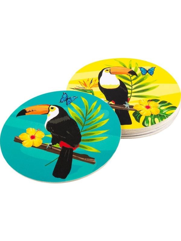 Hawaii toekan thema viltjes 6x