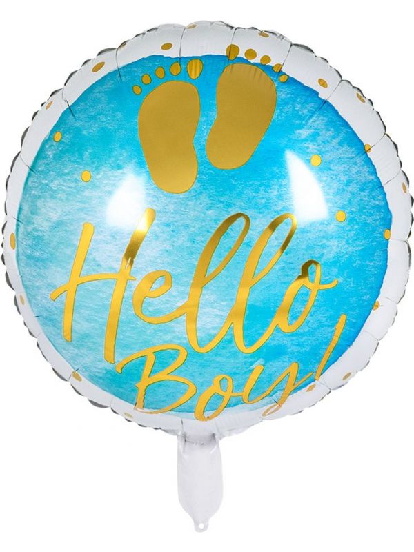 Hello boy folieballon blauw