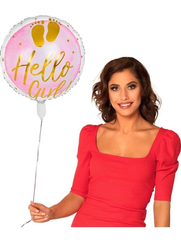 Hello girl folieballon roze