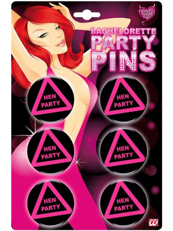 Hen party buttons 6 stuks