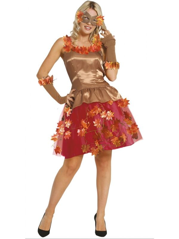 Herfst blad jurk outfit dames