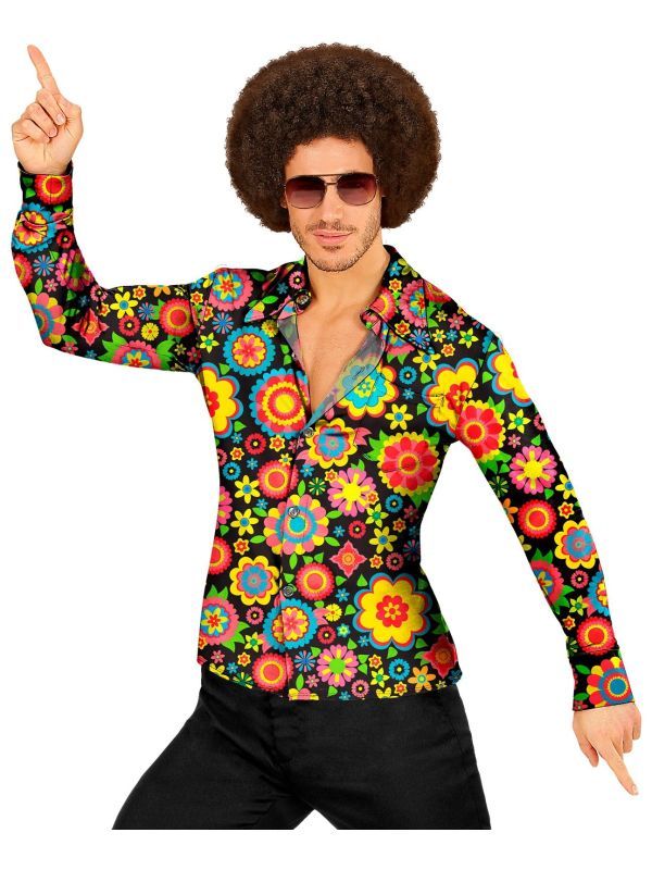 Hippie blouse vrolijke bloemen mannen