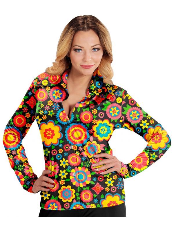 Hippie blouse vrolijke bloemen vrouwen