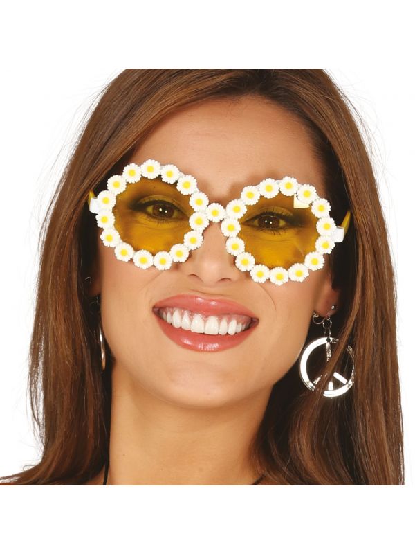 Hippie bril witte bloemen