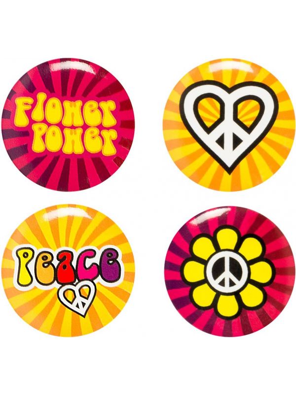 Hippie flower power buttons