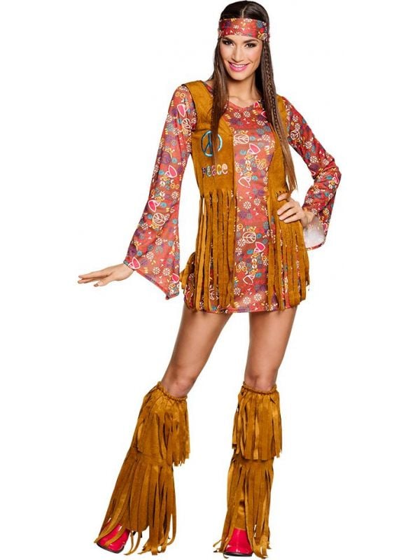 Hippie jurkje met vest en beenwarmers