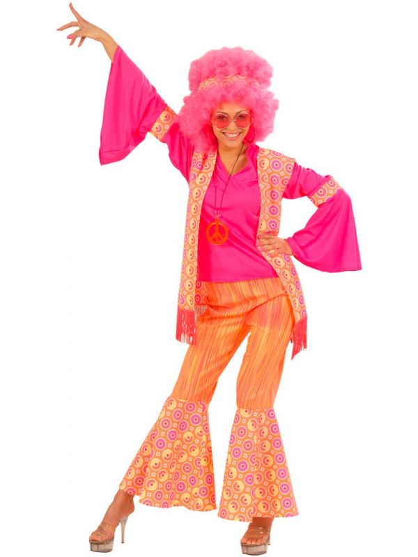 Hippie kostuum dames roze