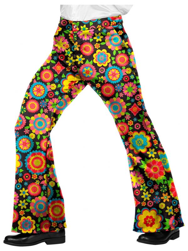 Hippie pantalon vrolijke bloemen mannen