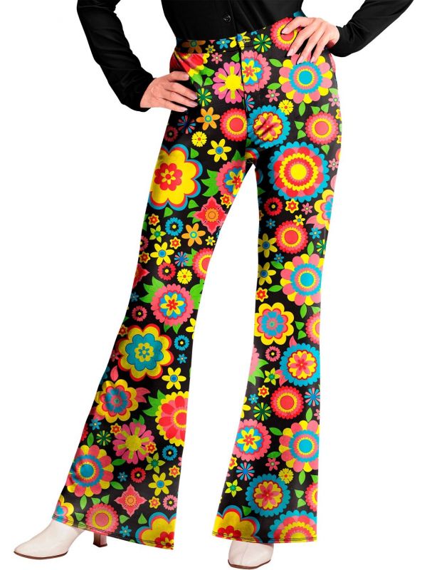 Hippie pantalon vrolijke bloemen vrouwen
