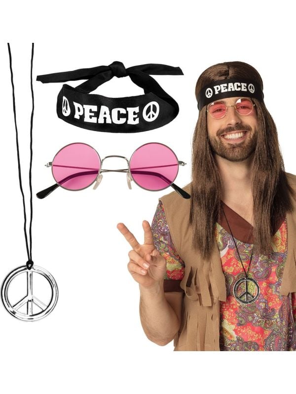 Hippie peace accessoire setje