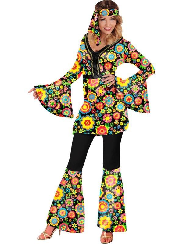 Hippie vrolijke bloemen pak vrouwen