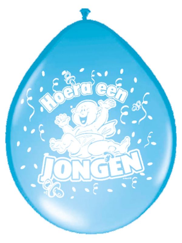 Hoera een jongen blauwe ballonnen 8 stuks