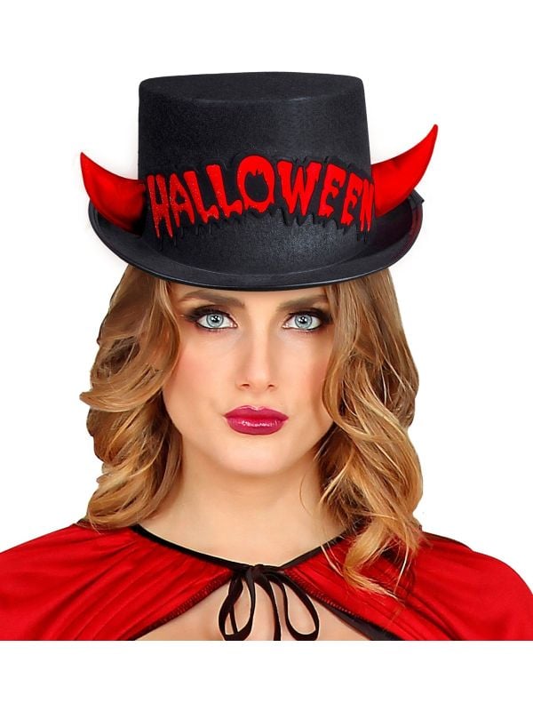 Hoge halloween hoed zwart-rood