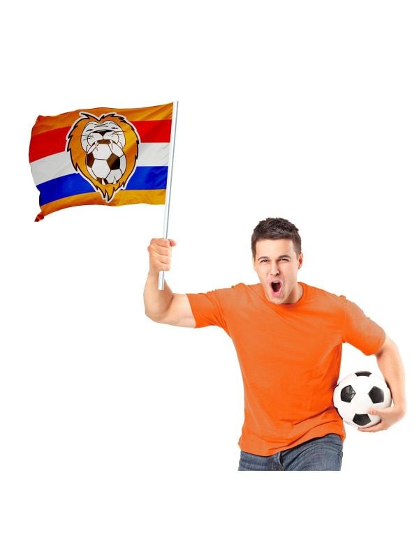 Holland voetbal vlag met stok