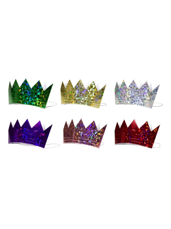 Holografische verjaardag kroontjes 6 stuks main product photo