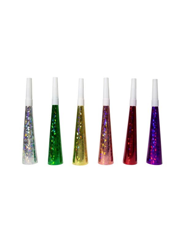 Holografische verjaardag toeters 6 stuks main product photo
