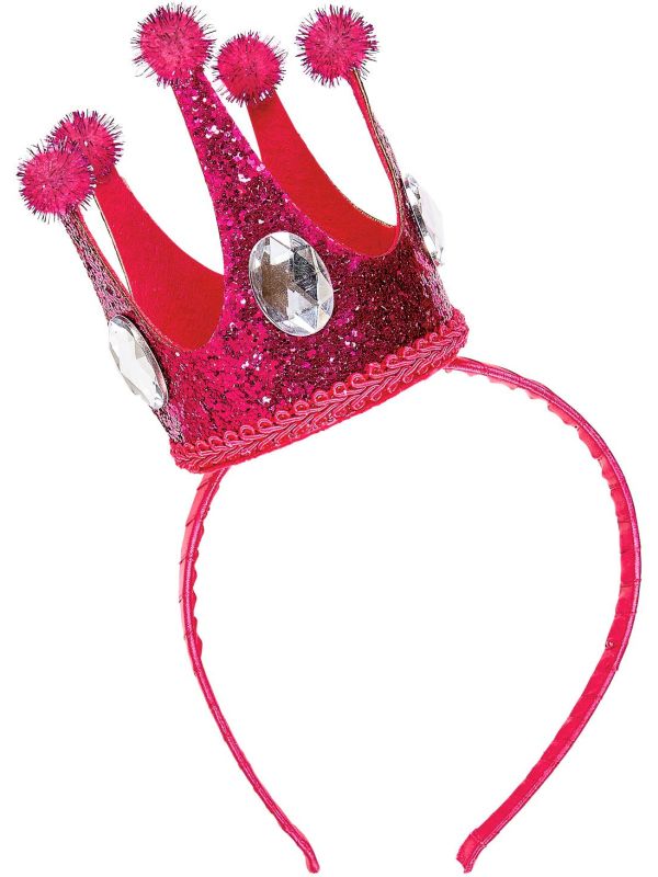 Hoofdband met roze mini glitter kroon