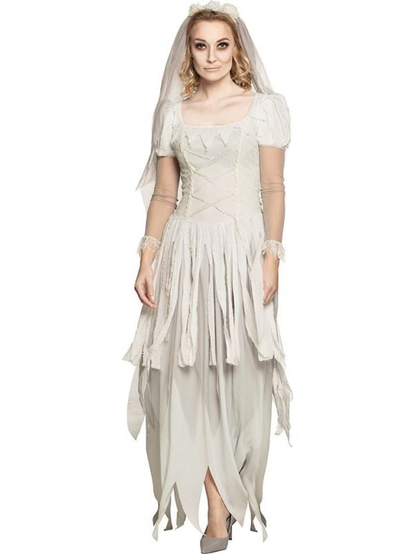 Horror bruid kostuum dames wit