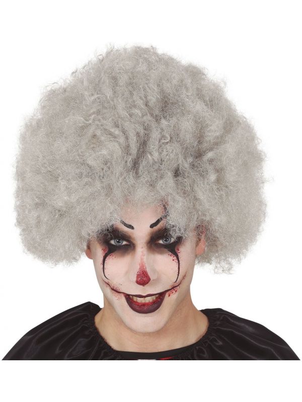 Horror clown pruik grijs