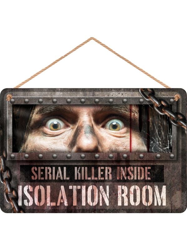 Houten "Isolation room" bord 35 x 20 cm halloween main product photo