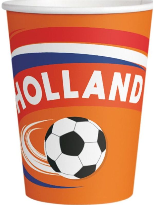 Hup Holland hup voetbal oranje bekertjes 8 stuks