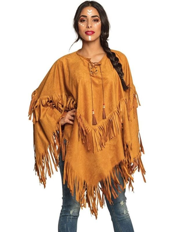 Indiaan poncho suedelook