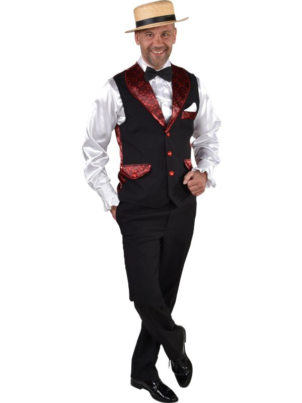 Jaren 20 gilet zwart en rood main product photo