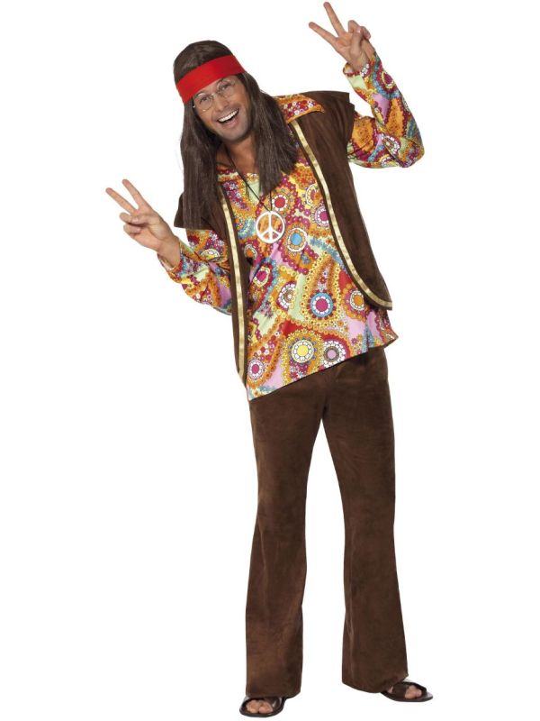 Jaren 60 bruine hippie outfit main product photo