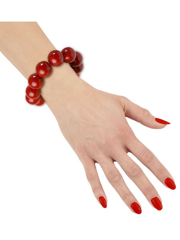 Jaren 70 parel armband rood