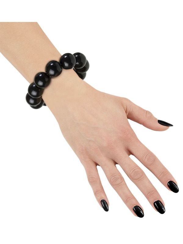 Jaren 70 parel armband zwart main product photo