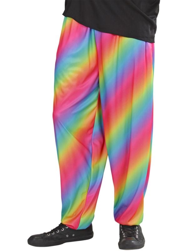 Jaren 80 disco broek regenboog