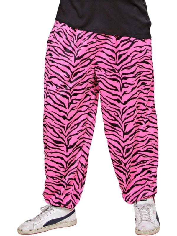 Jaren 80 disco broek roze/zwart