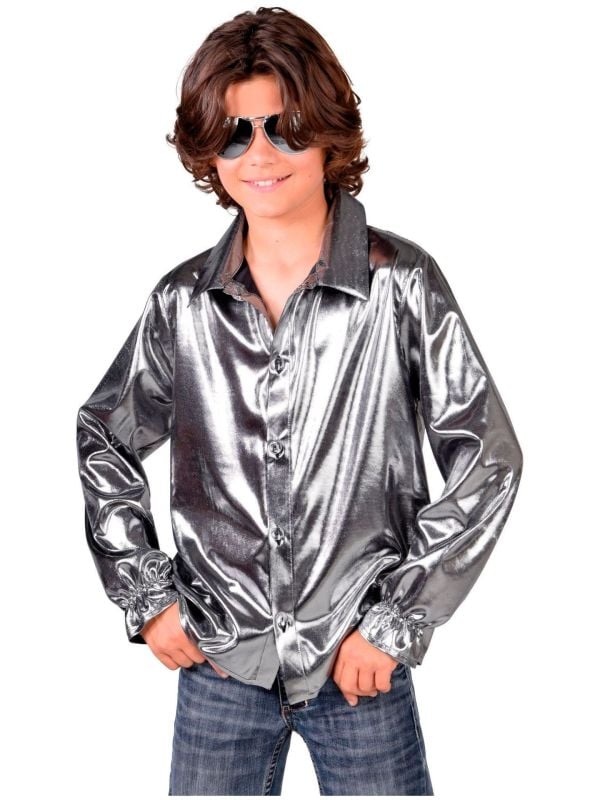 Jongens disco hemd zilver main product photo