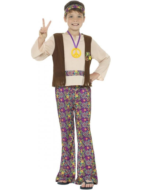 Jongens hippie kostuum bloemen