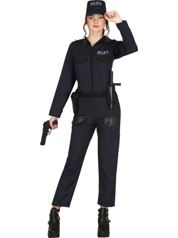 Jumpsuit zwart politie tiener