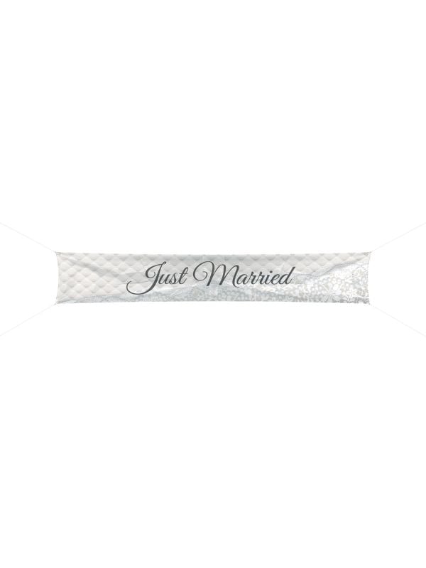 Just married bruiloft spandoek