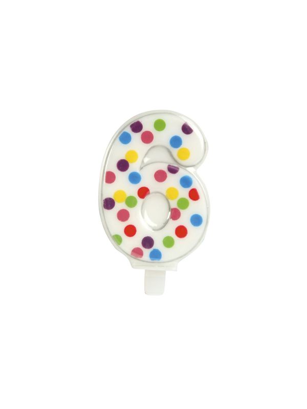 Kaars 6 jaar confetti main product photo