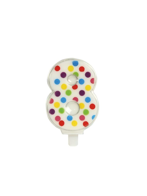 Kaars 8 jaar confetti main product photo
