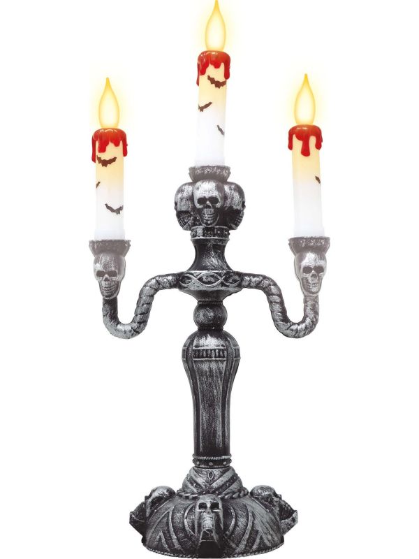 Kandelaar doodshoofd met licht halloween 40 cm main product photo