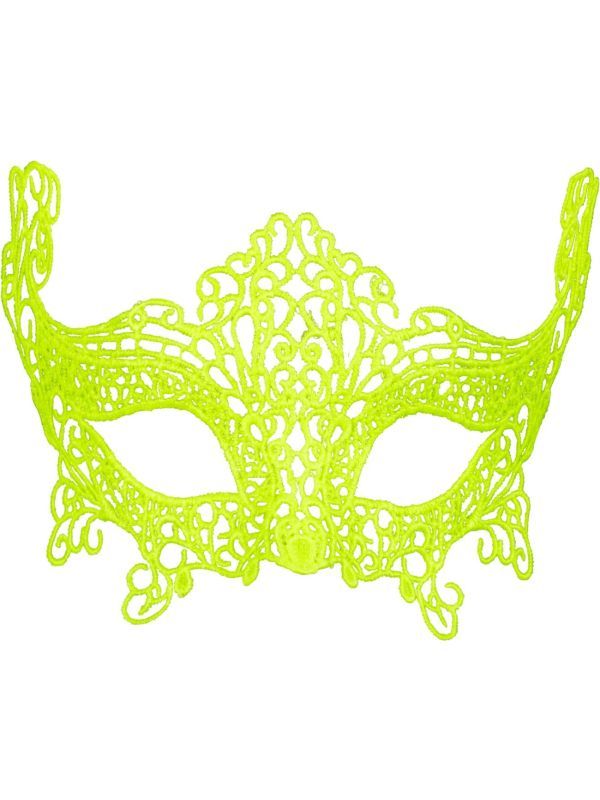 Kanten oogmasker neon geel