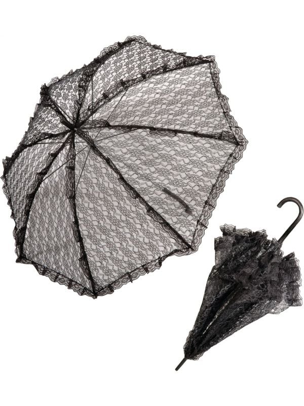 Kanten paraplu zwart