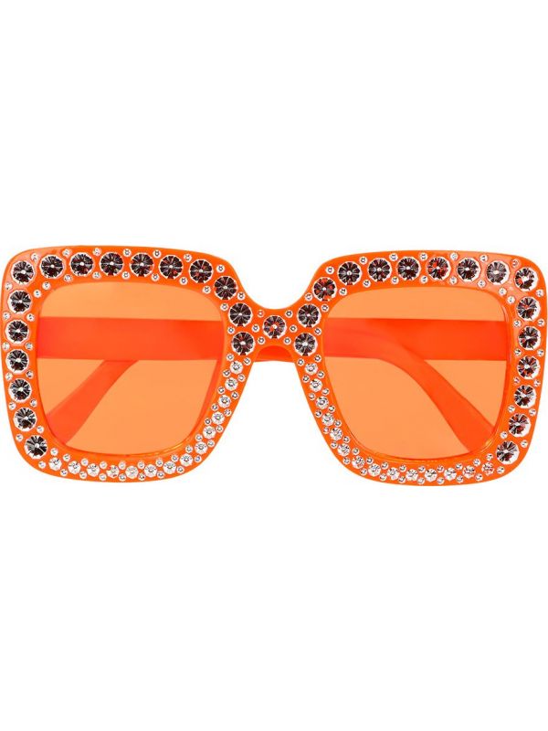 Kingsday festival oranje feestbril met steentjes